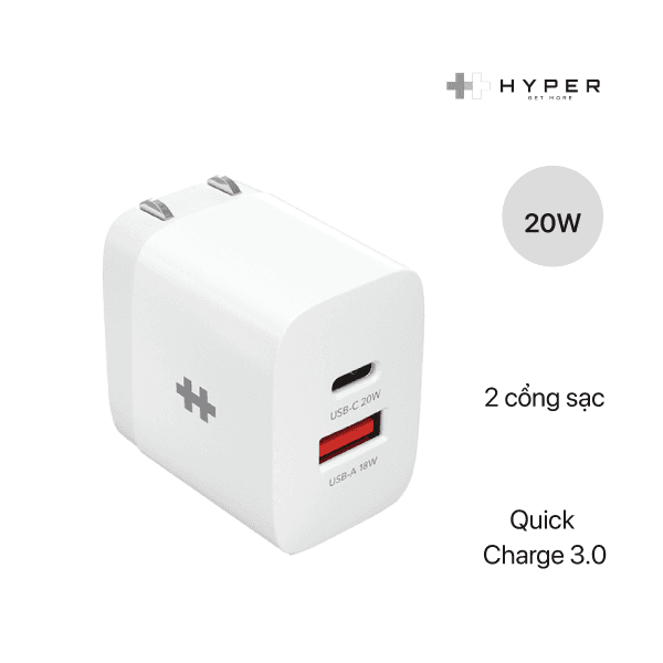 Sạc 2 Cổng HYPERJUICE 20W Charger Small Size - HJ205