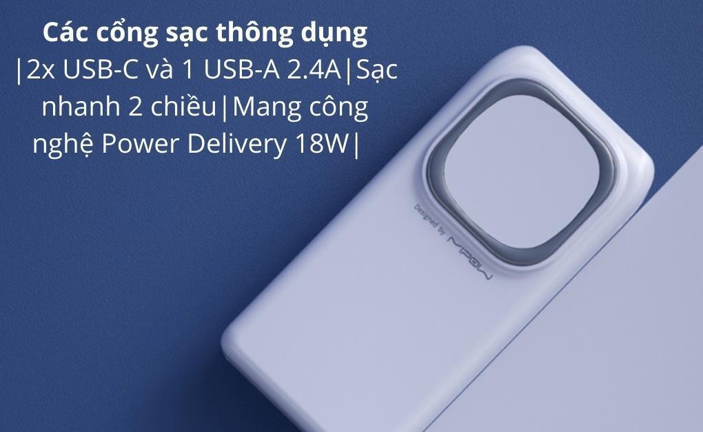 Pin sạc dự phòng không dây Mipow Power Cube 20.000 mAh 2C1A