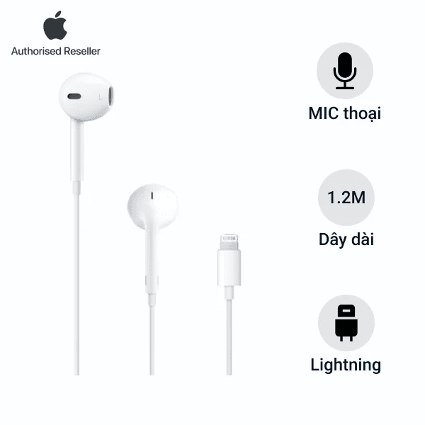 Tai nghe Apple Earpods (cổng Lightning) Chính Hãng (No box)-Màu trắng