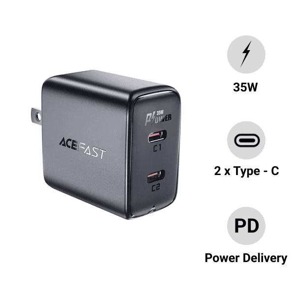 Củ sạc ACEFAST 2 cổng PD35W GaN (USB-C+USB-C) A51
