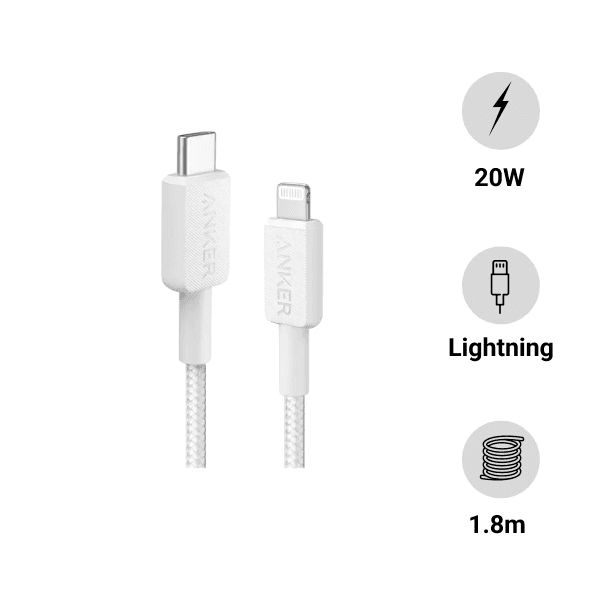 Cáp sạc Anker 322 USB-C to Lightning 1.8m Nylon A81B6
