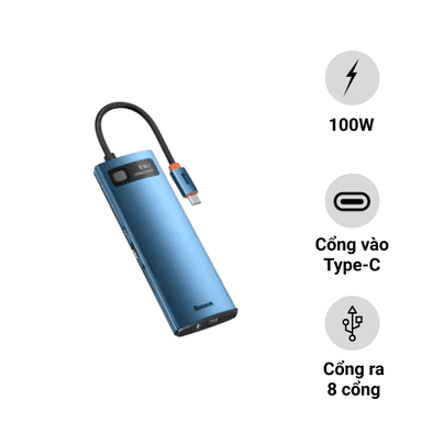 Cổng chuyển Baseus Metal Gleam Series 8in1 Type-C