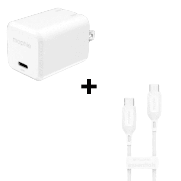 Bộ Combo cáp sạc Mophie 45W Type-C to Type-C màu trắng