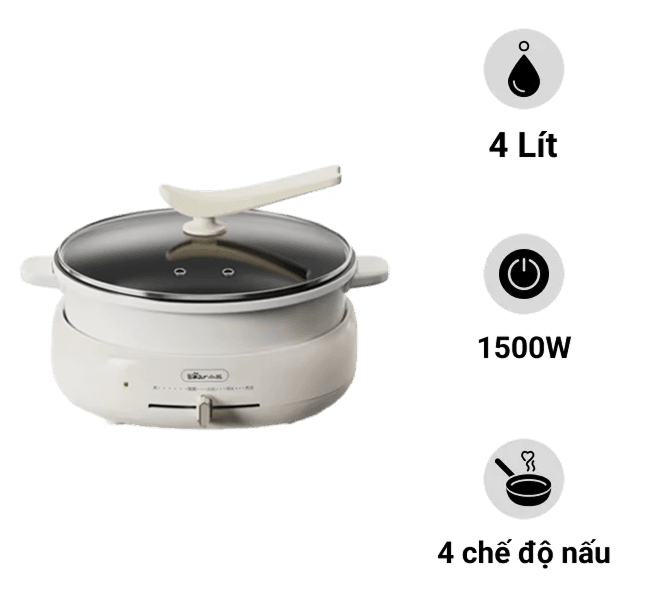 Nồi lẩu điện đa năng 4L 1500W Bear HP-4H40D (DHG-C40W2)