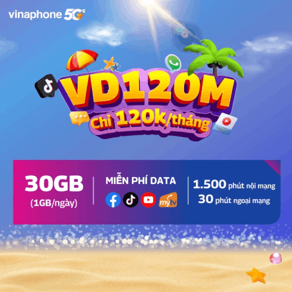 Sim Vinaphone Data 5G VD120M