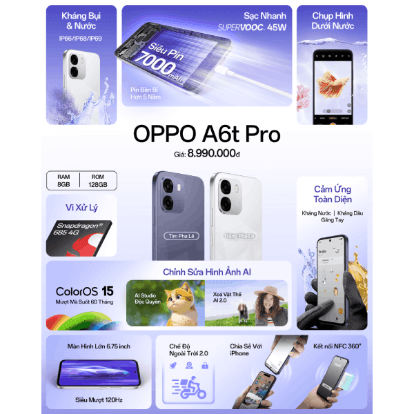 OPPO A6t Pro 128GB Chính Hãng