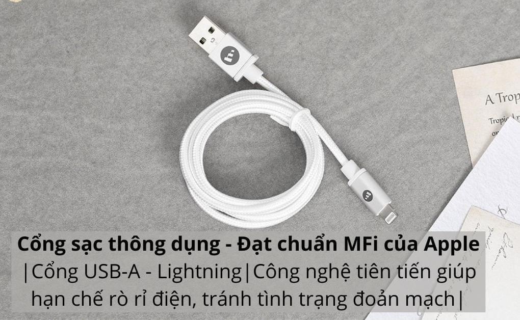 Bộ Combo sạc cáp Mophie 10W Lightning-Màu đen