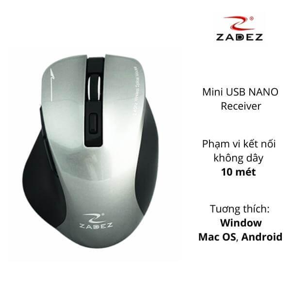 Chuột không dây Zadez M-353-Màu bạc