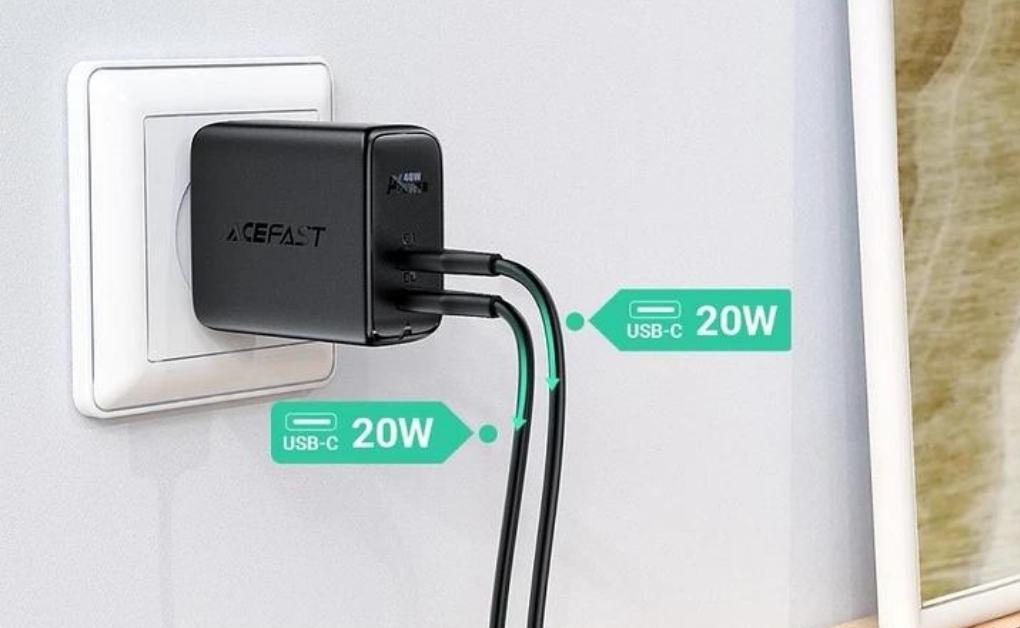 Củ sạc ACEFAST PD3.0 40W 2 cổng USB-C (US) A11 trắng