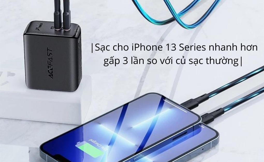 Củ sạc ACEFAST PD3.0 40W 2 cổng USB-C (US) A11 trắng