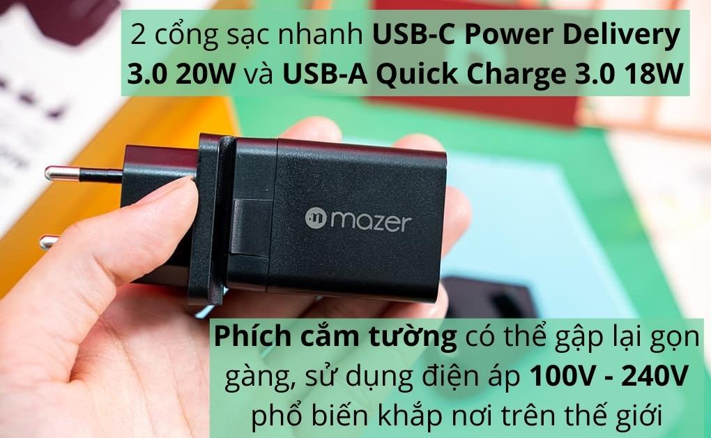 Bộ combo cáp sạc Mazer 20W Type-C to Lightning