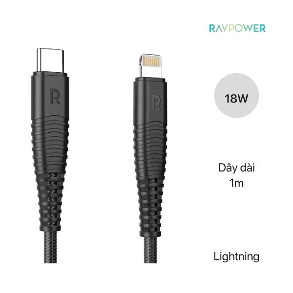 Dây cáp sạc RAVPower Type-C to Lightning 3.3ft/1m
