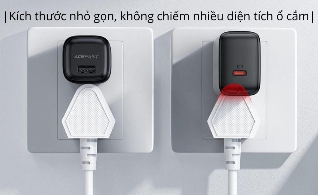 Sạc ACEFAST 12W 1 cổng USB-A (US) - DA1 màu đen