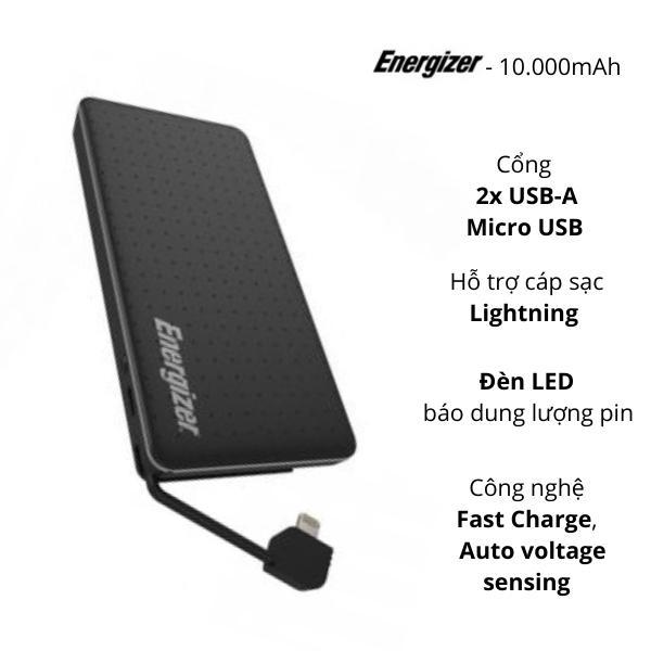 Pin sạc dự phòng Energizer 10.000mAh XP10002ABK