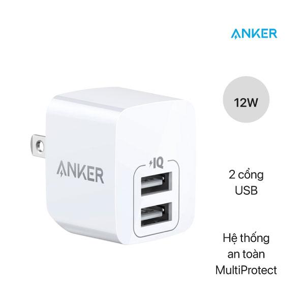 Sạc Anker PowerPort Mini 2 cổng, 12w - A2620