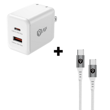 Bộ Combo cáp sạc 9Fit 35W Type-C to Type-C màu trắng