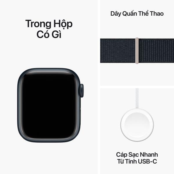 Apple Watch Series 9 45mm (GPS) Viền nhôm - Dây quấn thể thao