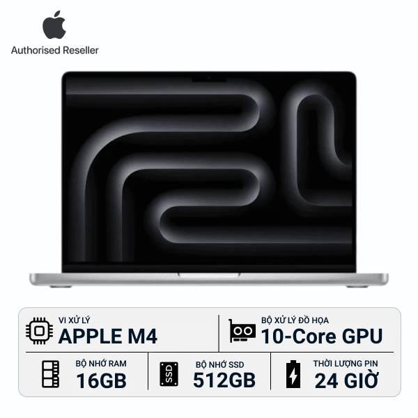 MacBook Pro 2024 14-inch M4 10‑core CPU | 10‑core GPU 16GB/512GB Chính Hãng