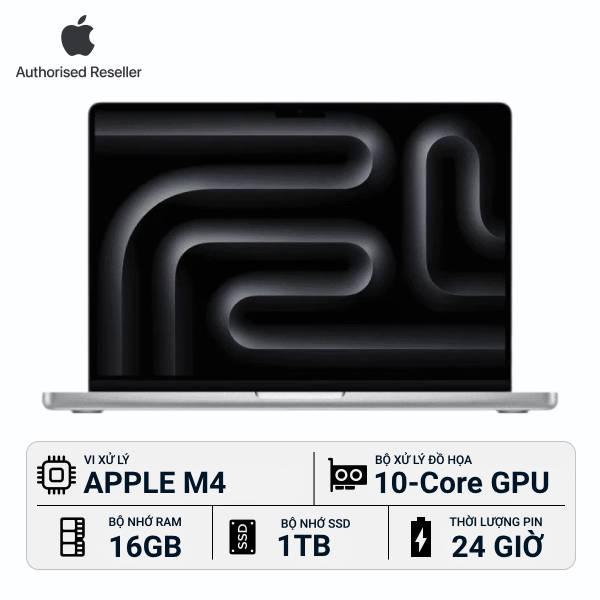 MacBook Pro 2024 14-inch M4 10‑core CPU | 10‑core GPU 16GB/1TB Chính Hãng