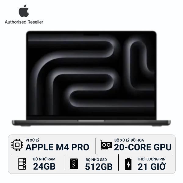 MacBook Pro 2024 16-inch M4 Pro 14‑Core CPU | 20‑Core GPU 24GB/512GB Chính Hãng