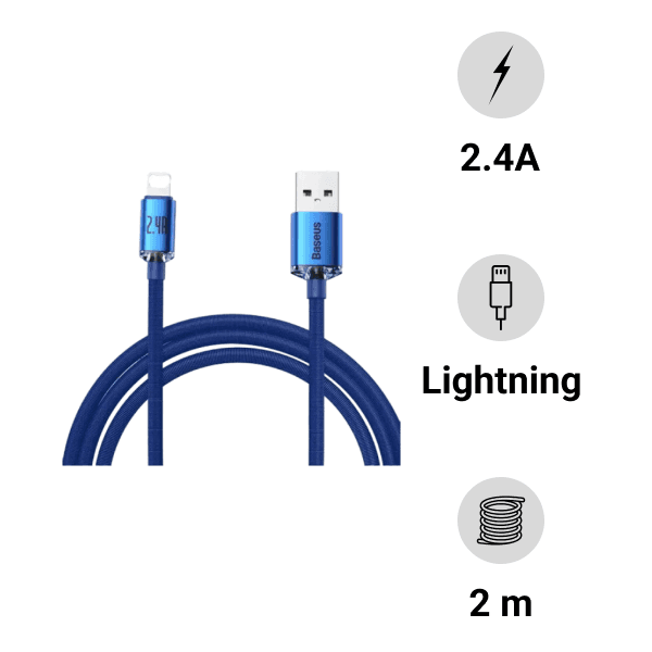 Cáp sạc nhanh Baseus Crystal Shine Series USB to iP 2.4A 2m