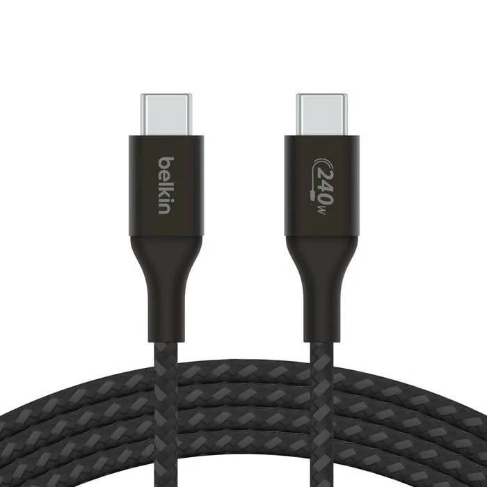 Cáp USB Type C - C PD3.1, 1 mét, vỏ dù, công suất 240W with Dual E-Marker màu trắng Belkin
