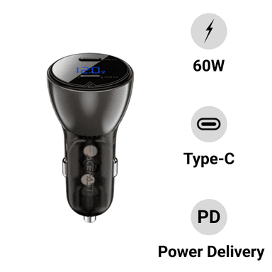 Sạc ô tô 60W (USB-C + USB-C) tích hợp màn hình Digital Acefast B10