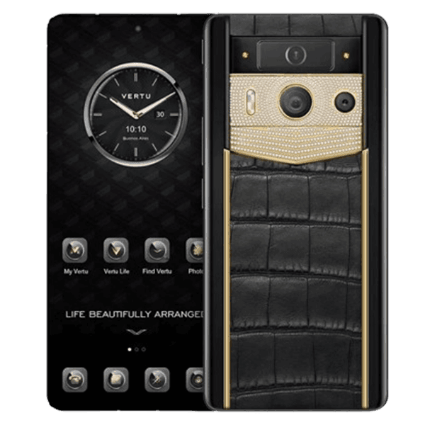 METAVERTU CURVE 2nd Generation Luxury Custom Made Gold Plain Weave with Diamond Alligator Black