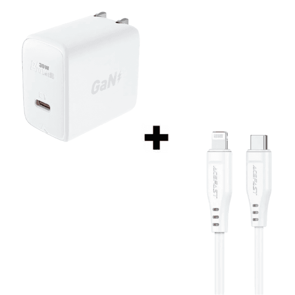 Bộ Combo cáp sạc Acefast 30W C - Lightning màu trắng