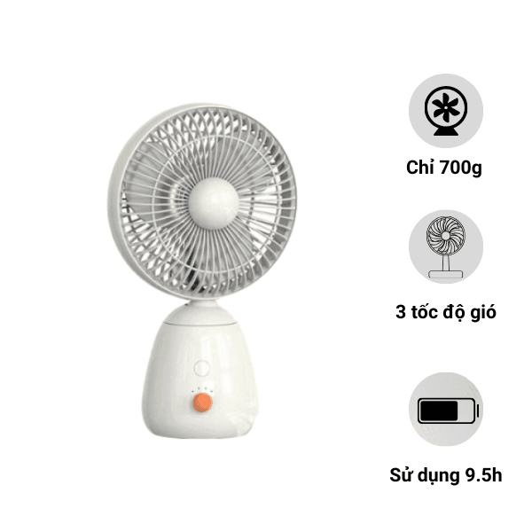 Quạt để bàn sạc tích điện kèm đèn ngủ Lofans FS1 Chính Hãng
