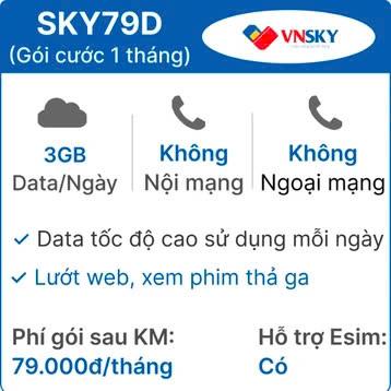 Sim VNSKY Data 4G SKY79