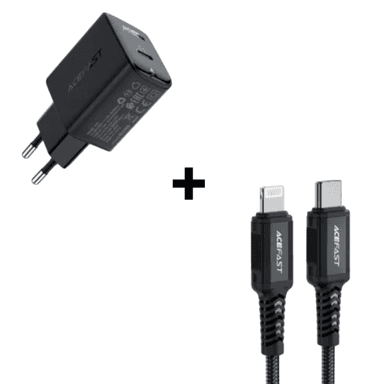 Bộ Combo cáp sạc ACEFAST 30W Type-C to Lightning màu đen (A21 + C4-01)