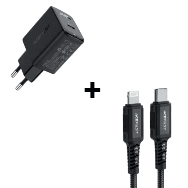 Bộ Combo cáp sạc ACEFAST 30W Type-C to Lightning màu đen (A21 + C4-01)