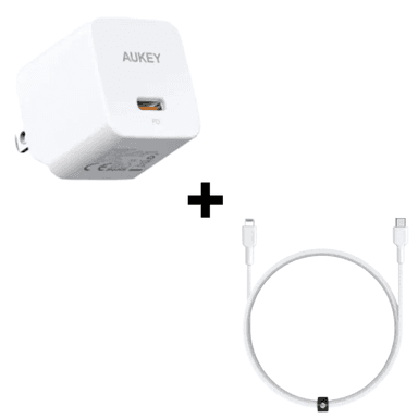 Bộ Combo cáp sạc Aukey 30W Type-C to Lightning màu trắng