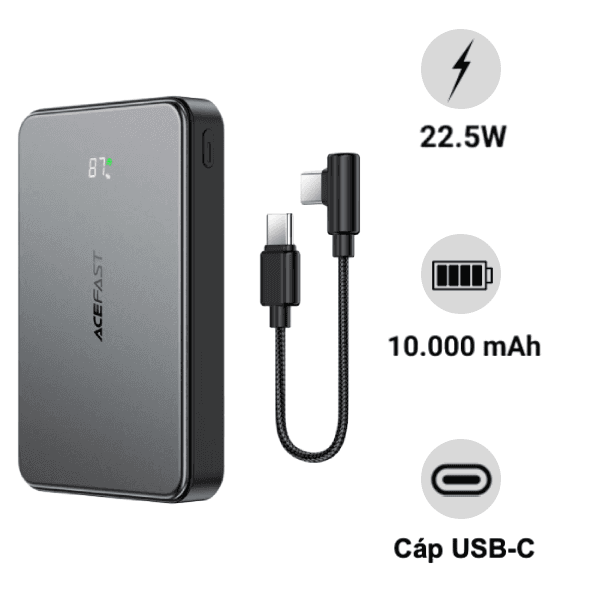 Pin sạc dự phòng Acefast 22.5W 10.000mAh MagSafe M31 (Có chứng nhận 3C)