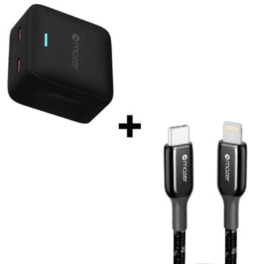 Bộ Combo cáp sạc Mazer 35W USB-C to Lightning màu đen