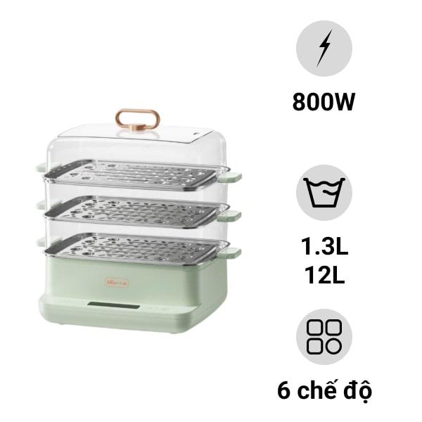 Nồi hấp điện 3 tầng 12L Bear DZG-CA2G2