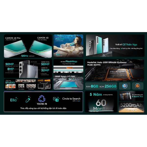 TECNO Camon 40 128GB Chính Hãng