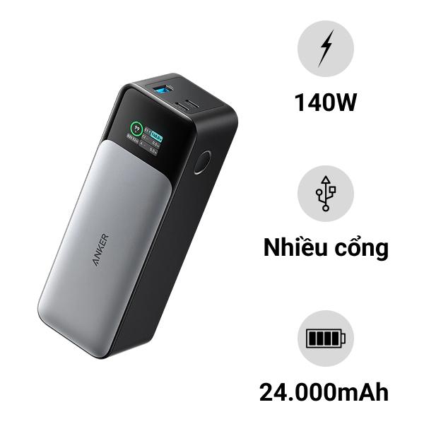 Pin sạc dự phòng Anker 737 PowerCore 140W 1A1C 24.000mAh A1289
