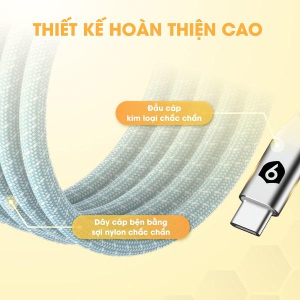Cáp sạc từ tính tự cuộn 9FIT USB-C to USB-C 1M