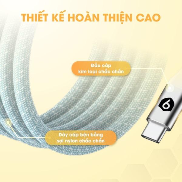 Cáp sạc từ tính tự cuộn 9FIT USB-C to USB-C 1M