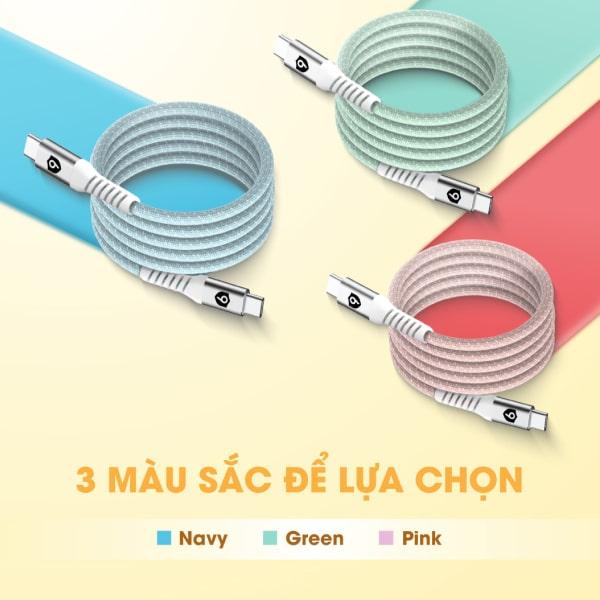 Cáp sạc từ tính tự cuộn 9FIT USB-C to USB-C 1M