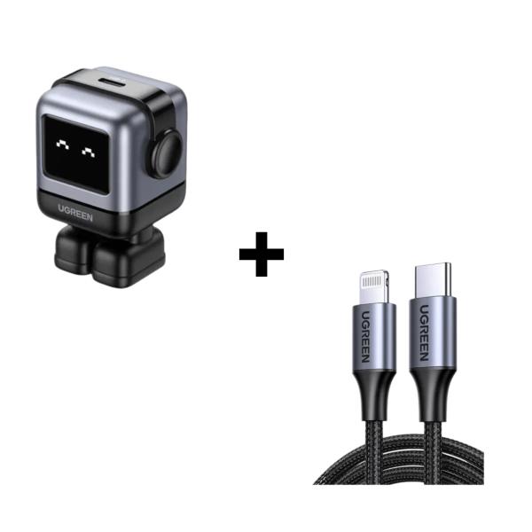 Bộ Combo Cáp sạc Ugreen 30W Type-C to Lightning Màu đen