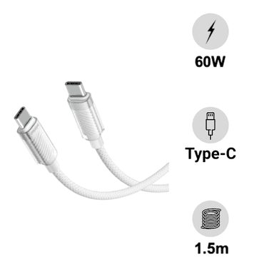 Cáp sạc Innostyle CrystalShine USB-C to USB-C 1.5m (SCC150WHT)
