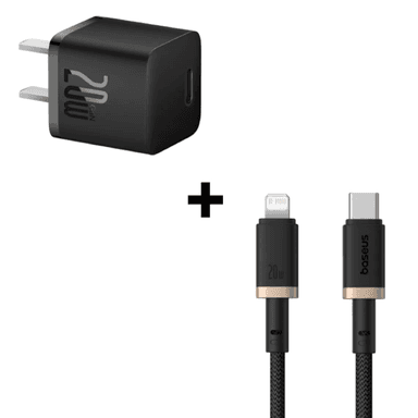 Bộ Combo cáp sạc Baseus 20W Type-C to Lightning màu vàng đen