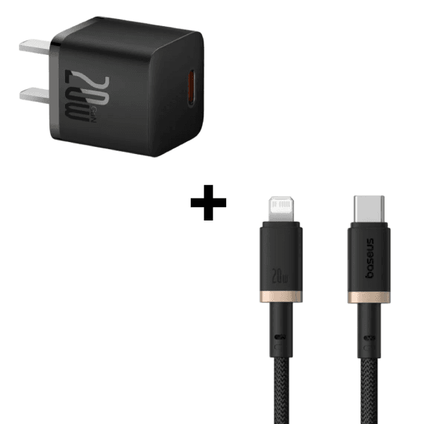 Bộ Combo cáp sạc Baseus 20W Type-C to Lightning màu vàng đen
