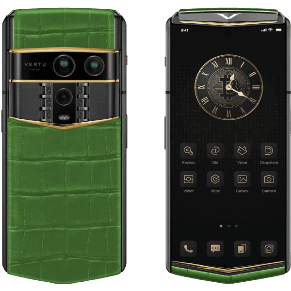 Vertu Agent Q Alligator Quint Gold Diamond Collector’s Edition Bamboo Green 1TB