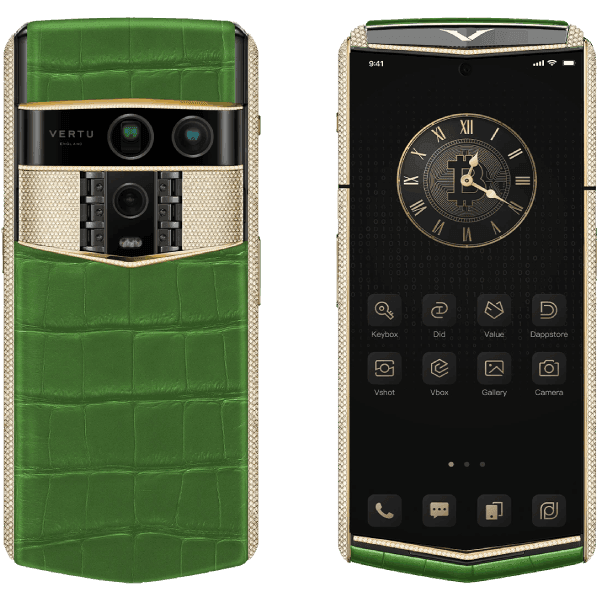 Vertu Agent Q Alligator Gold Full Diamond Collector’s Edition Bamboo Green Alli 1TB