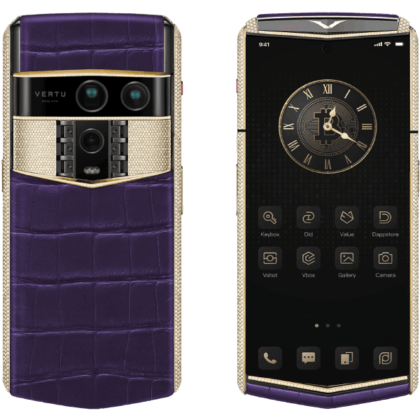 Vertu Agent Q Alligator Gold Full Diamond Collector’s Edition Grape Purple Alli 1TB