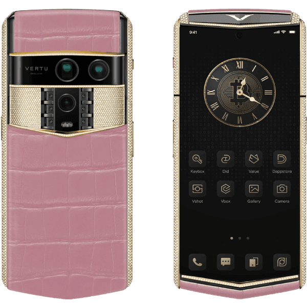 Vertu Agent Q Alligator Gold Full Diamond Collector’s Edition Sakura Pink Alli 1TB